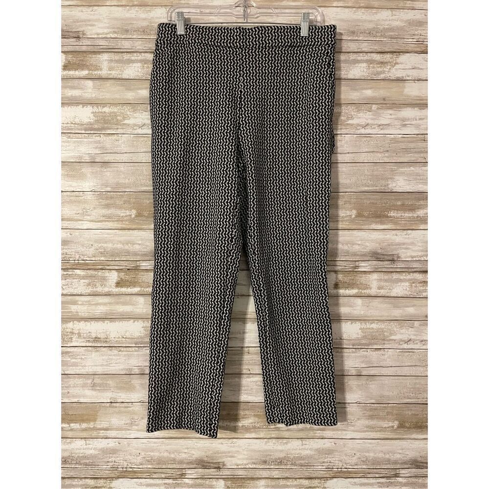 Ann Taylor Straight Leg Stretch Black White Slack Trouser Pants Women Medium​